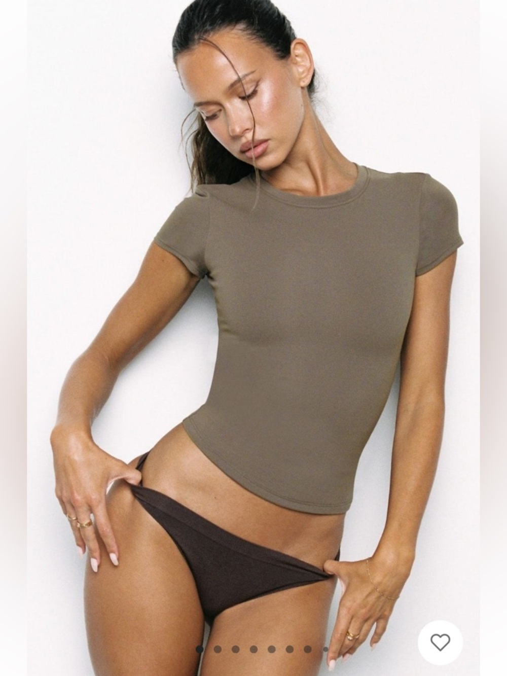 Crop Shop Boutique NWT Form Capped Sleeve Tee | Chocolate Chip | XL